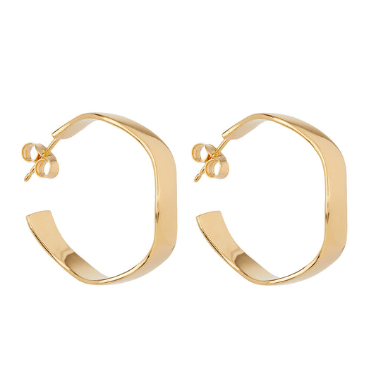 Gold Wave Hoops